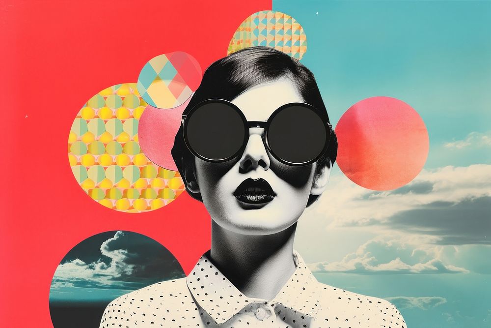 Collage Retro dreamy futurist tech art sunglasses adult.