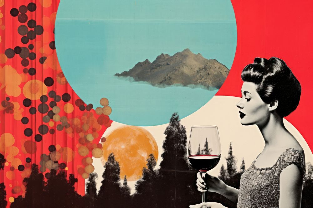 Collage Retro dreamy of wine art painting adult.