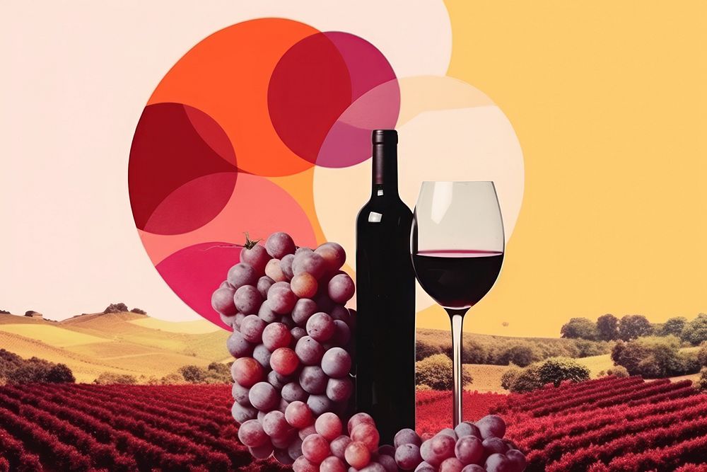 Collage Retro dreamy of wine vineyard drink refreshment.