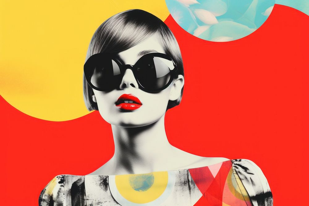 Collage Retro dreamy of fashion sunglasses portrait adult.