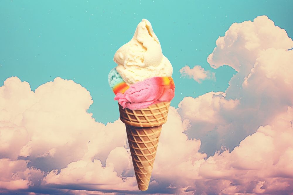 Collage Retro dreamy of ice cream dessert food freshness.