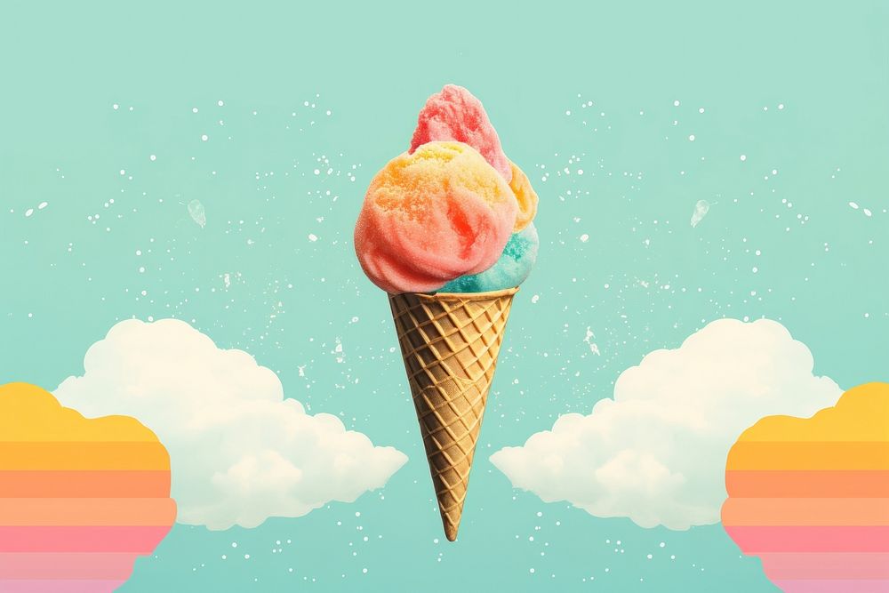 Collage Retro dreamy of ice cream dessert food outdoors.