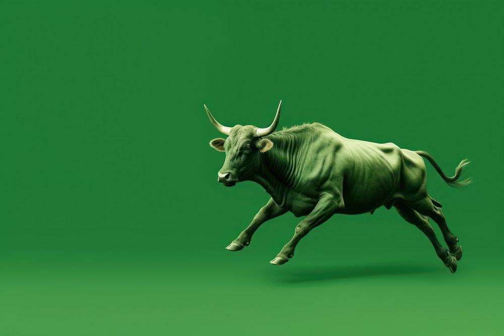 Bull Run Euphoria green livestock wildlife. AI generated Image by rawpixel.