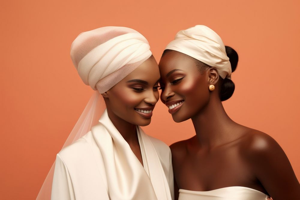 Two african woman in wedding photography portrait adult.