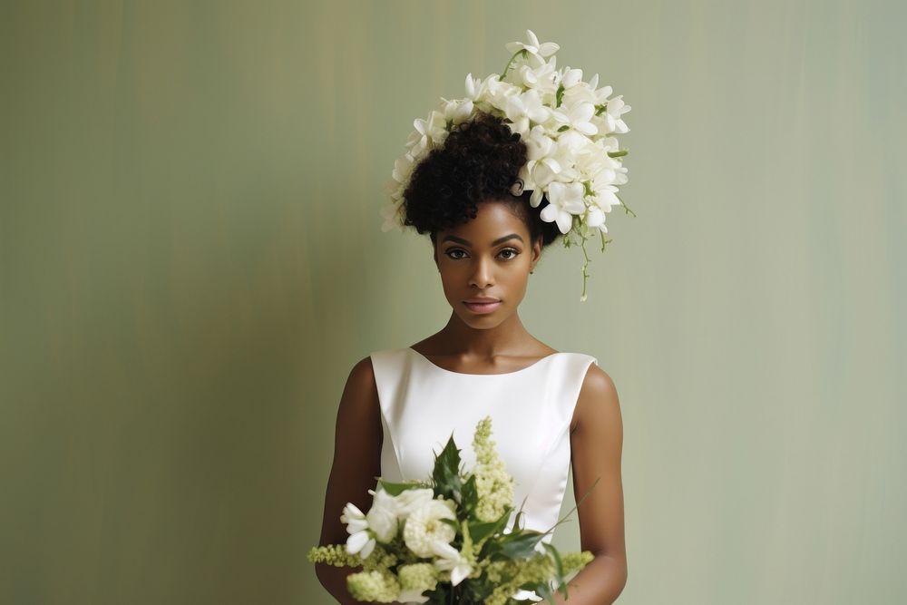 African american woman in wedding photography portrait fashion.
