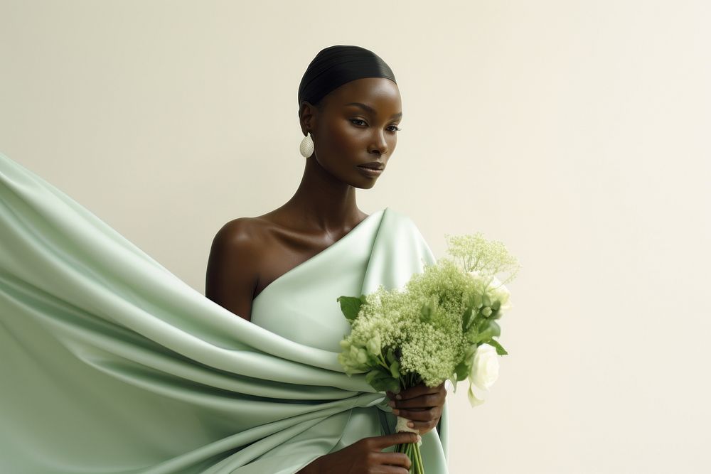 African american woman in wedding photography portrait fashion.