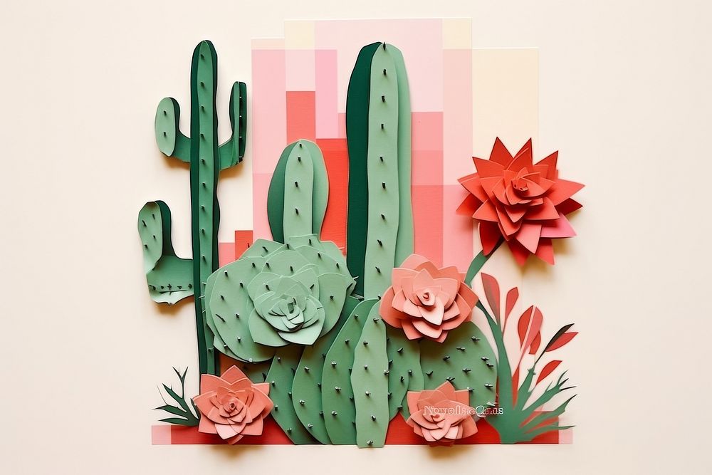 Cactus flower plant art.