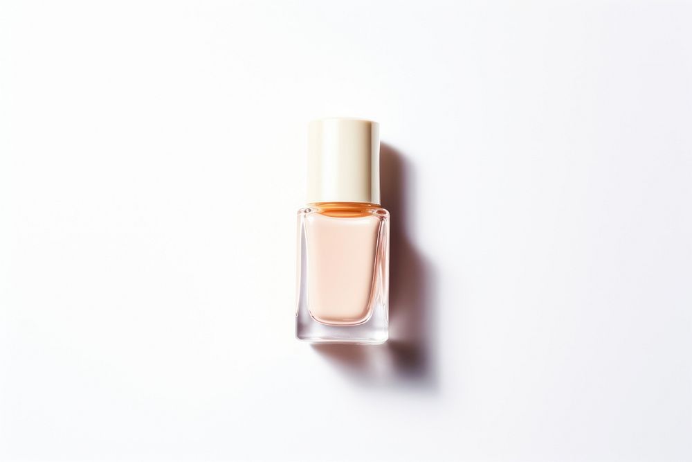 Nail polish bottle cosmetics perfume white background.