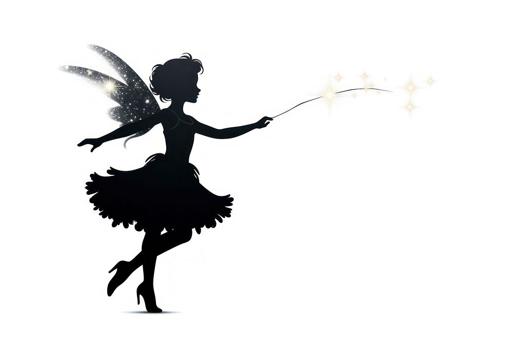  Fairy silhouette dancing white background. AI generated Image by rawpixel.