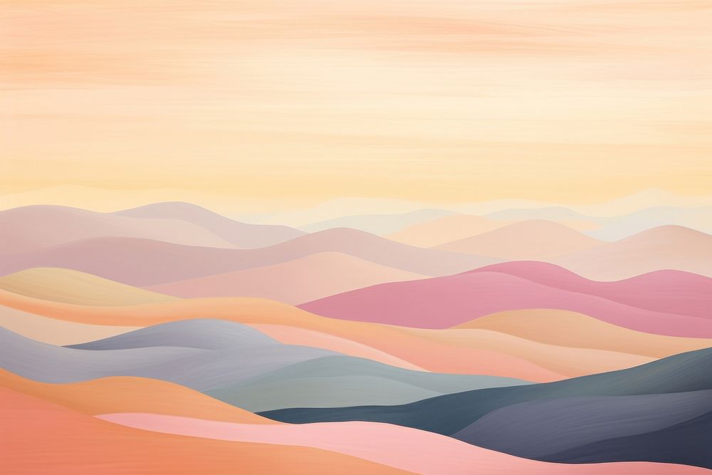 Pastel sunset over rolling hills outdoors painting nature.
