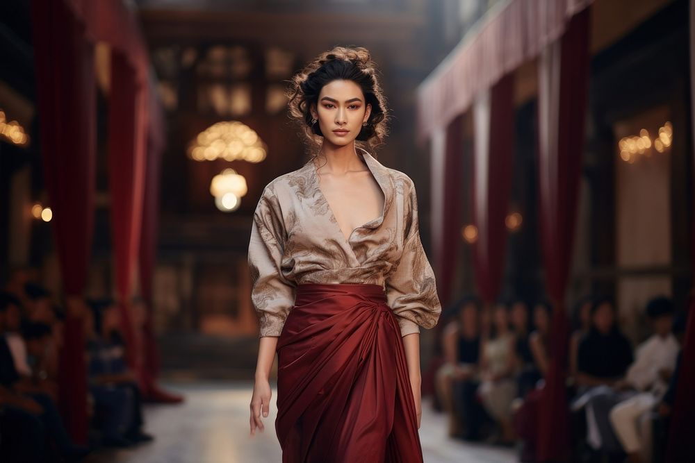 Thai female model fashion clothing dress.
