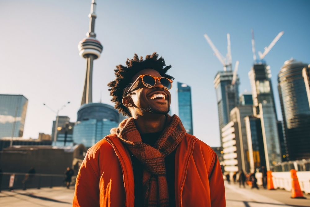 A African exchange student in Toronto architecture building adult.