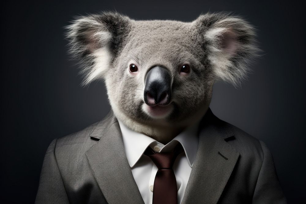 Koala in Grey Suit koala mammal animal.