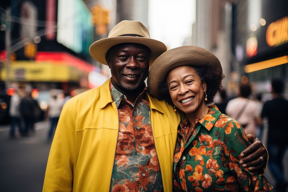 Middle-aged African couple photography portrait glasses.
