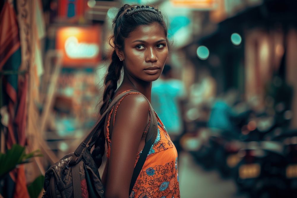 Sri Lankan women travel adult city.