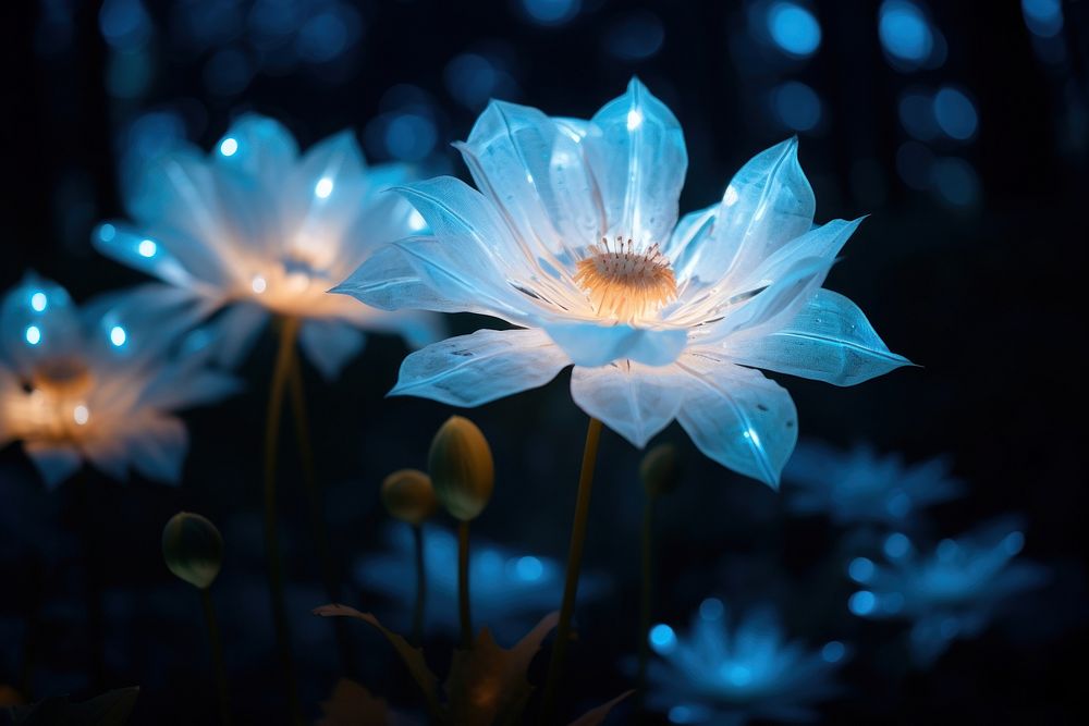 Bioluminescent flower outdoors blossom nature.