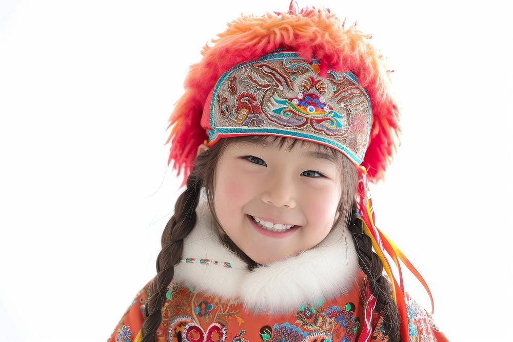 Little Mongolia girl cashier player Costume costume tribe celebration.