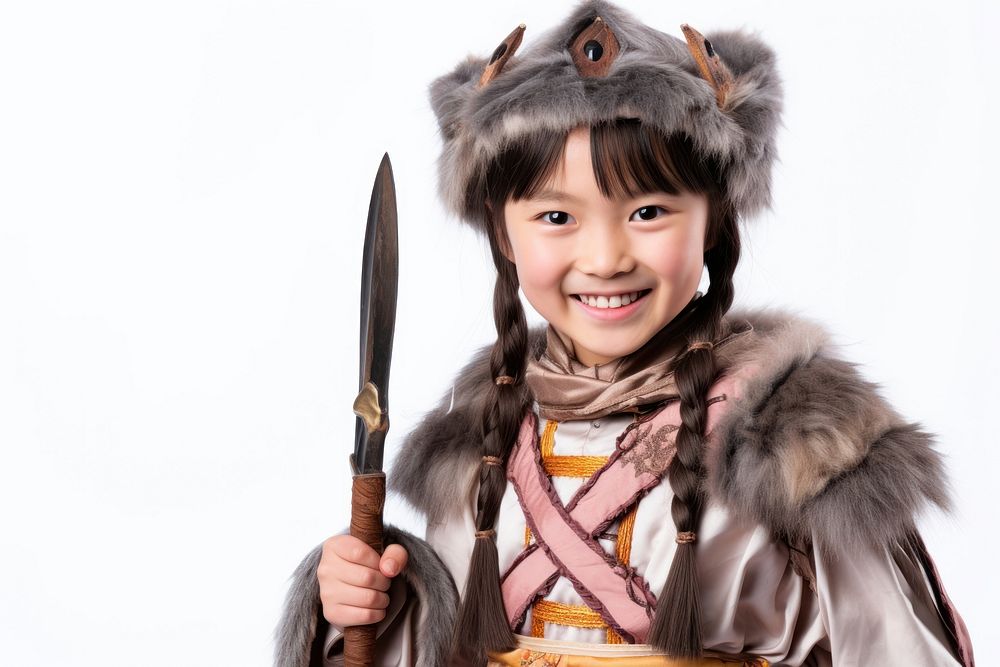 Little Mongolia girl butcher Costume costume weapon child.