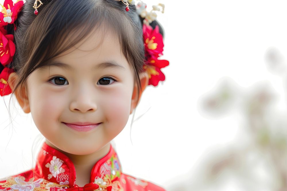 Little China girl fashion child happy.