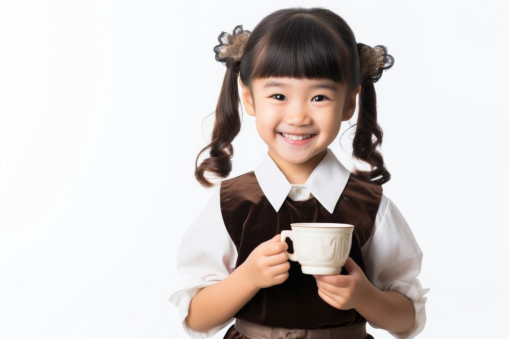 Little Japan girl barista Costume costume coffee smile.