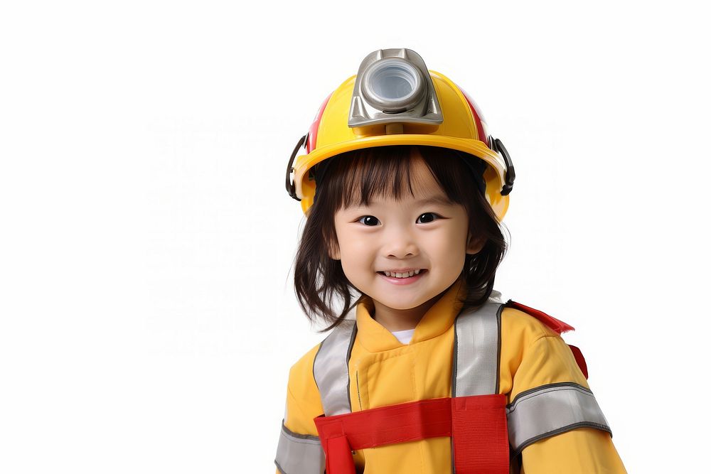 Little Japan girl fireman Costume costume hardhat helmet.
