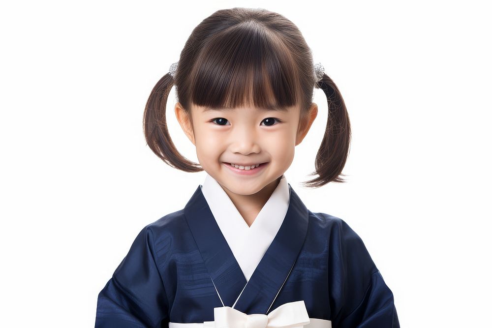 Little Japan girl navy Costume costume hairstyle happiness.