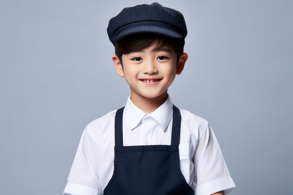 Little Korea boy cashier player Costume child smile happy.