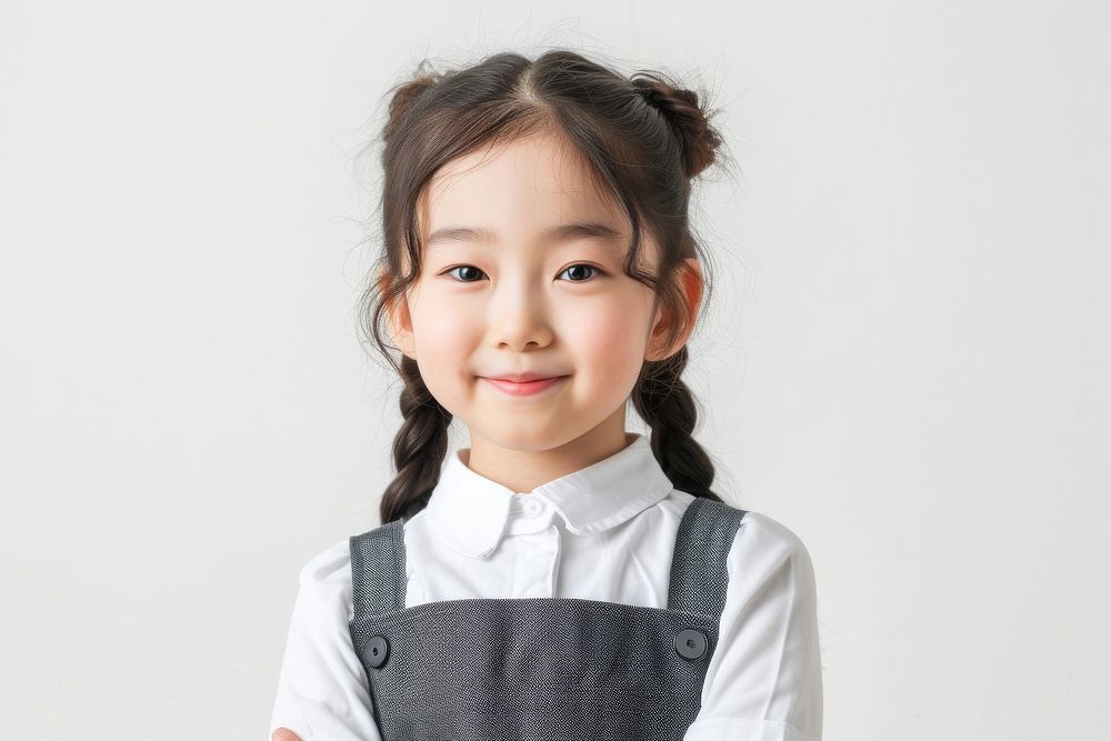 Little Korea girl cashier player Costume child smile happy.