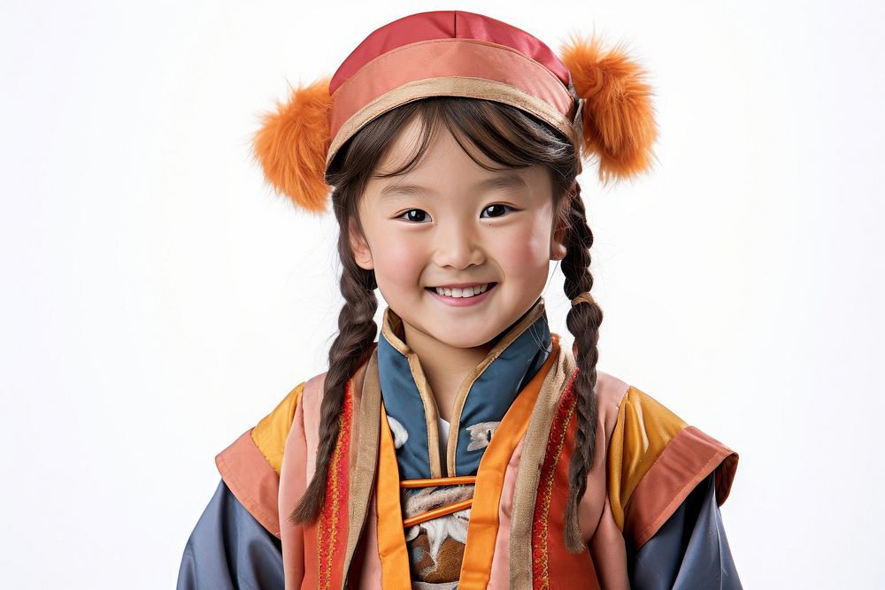 Mongolia kid cashier Costume costume child smile.