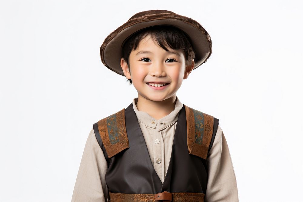 Mongolia kid cashier Costume portrait costume smile.