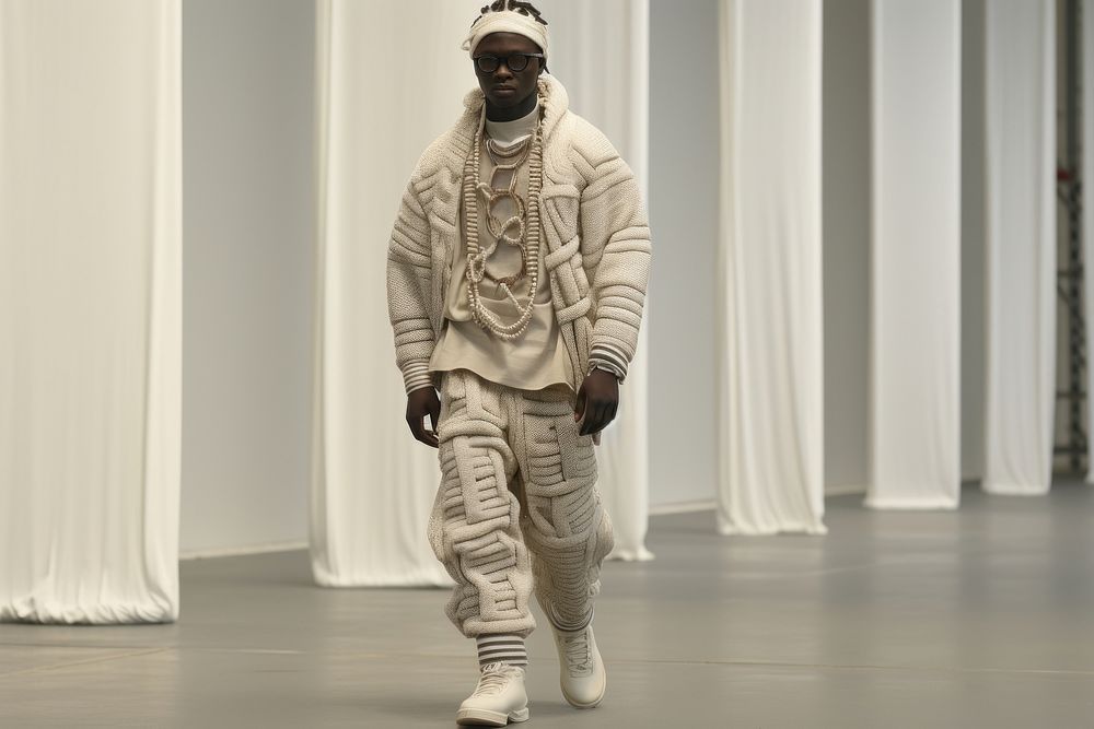 An african man model on fashion runway adult architecture accessories.