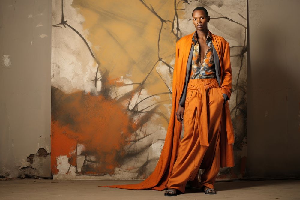 An african man model on fashion runway portrait standing adult.