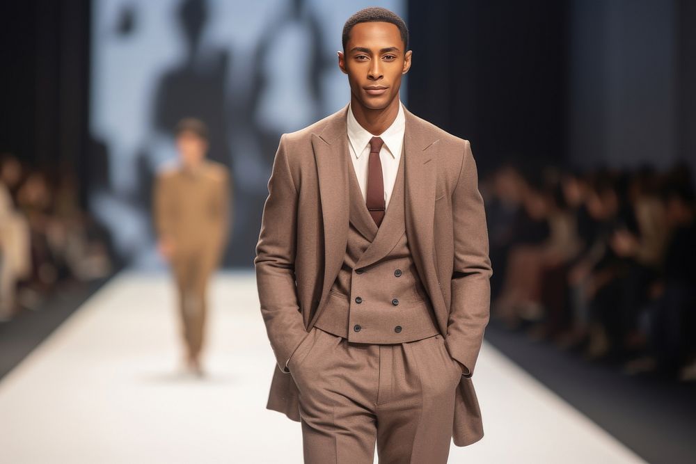 An african man model on fashion runway blazer adult coat.