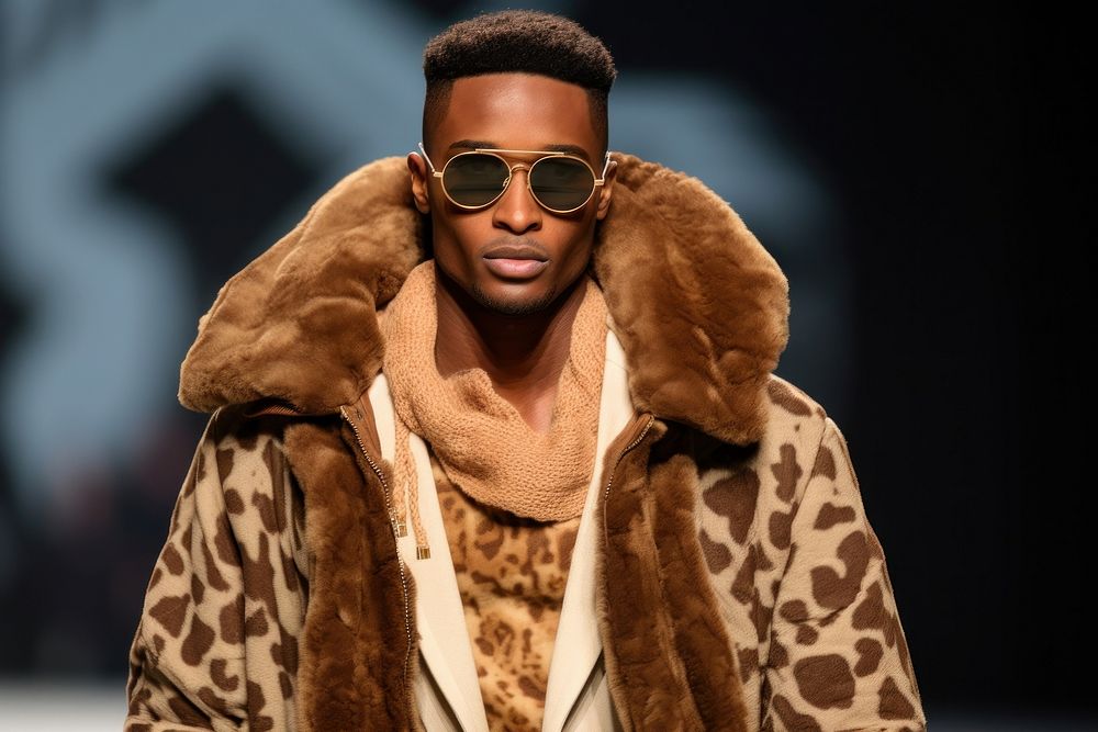 An african man model on fashion runway sunglasses portrait photo.