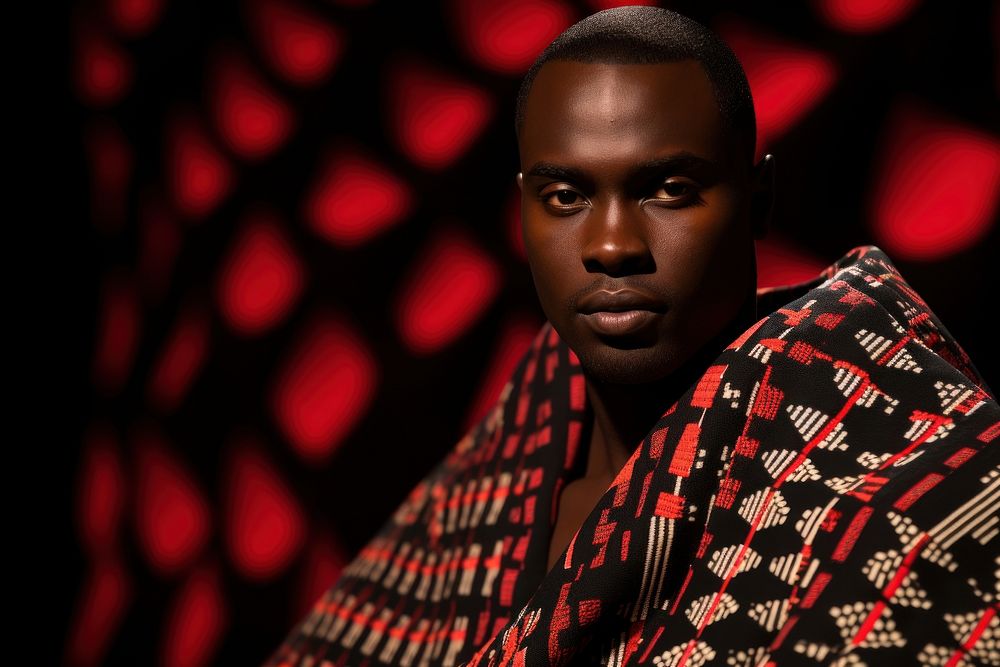 An african man model on fashion runway portrait photo photography.
