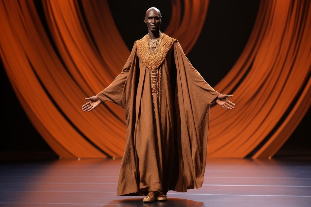 An african man model on fashion runway adult performance accessories.