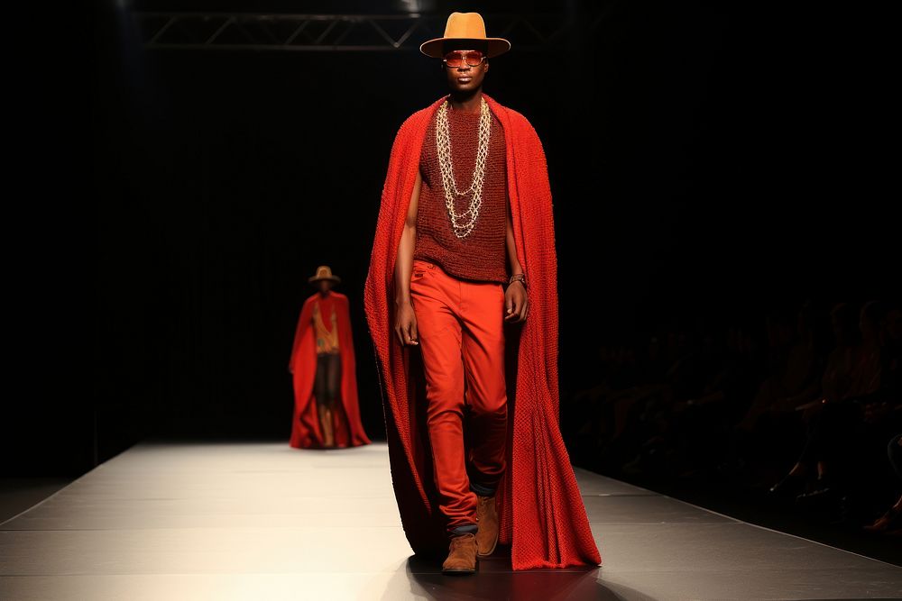 An african man model on fashion runway adult performance accessories.