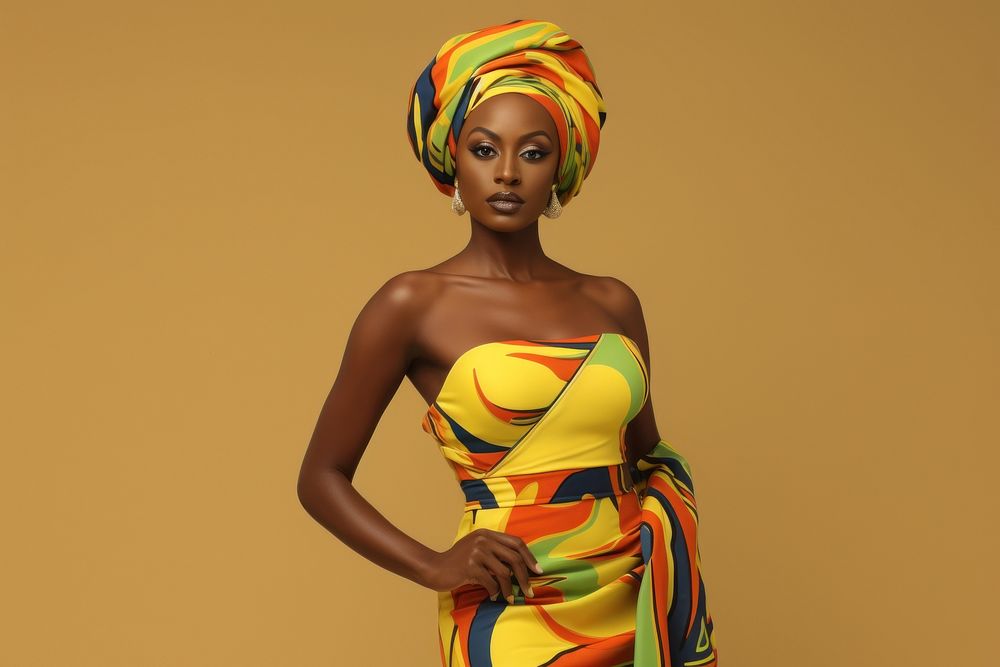 An african woman model on fashion runway portrait adult photo.