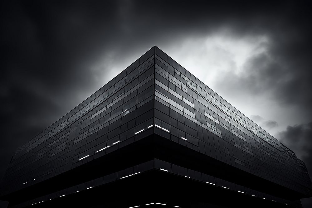 Dark background architecture monochrome building.