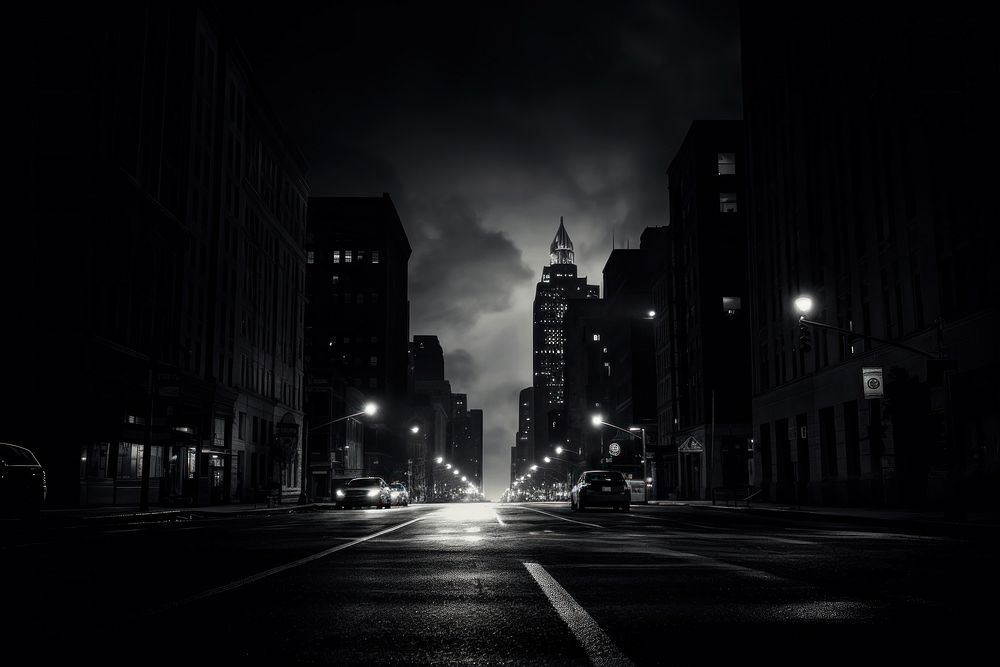 Dark background street architecture metropolis.