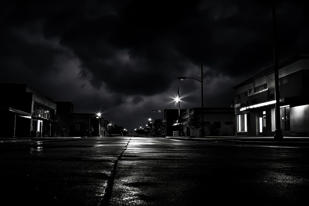 Dark background street monochrome outdoors.