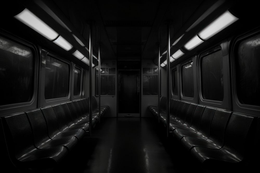 Dark background subway monochrome vehicle.
