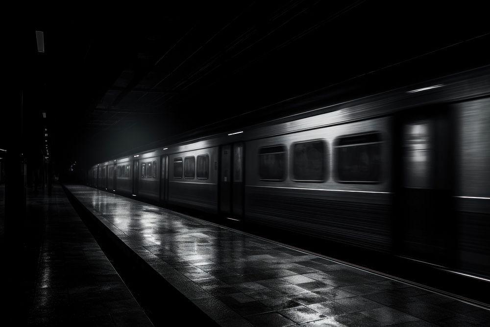 Dark background subway monochrome railway.