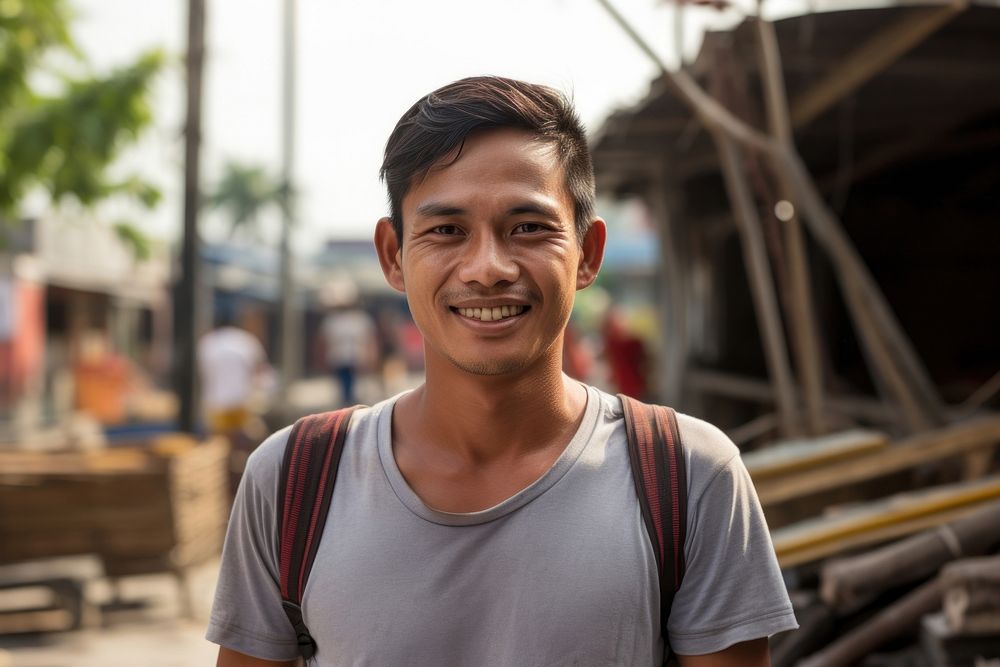 Thai person smile portrait city.