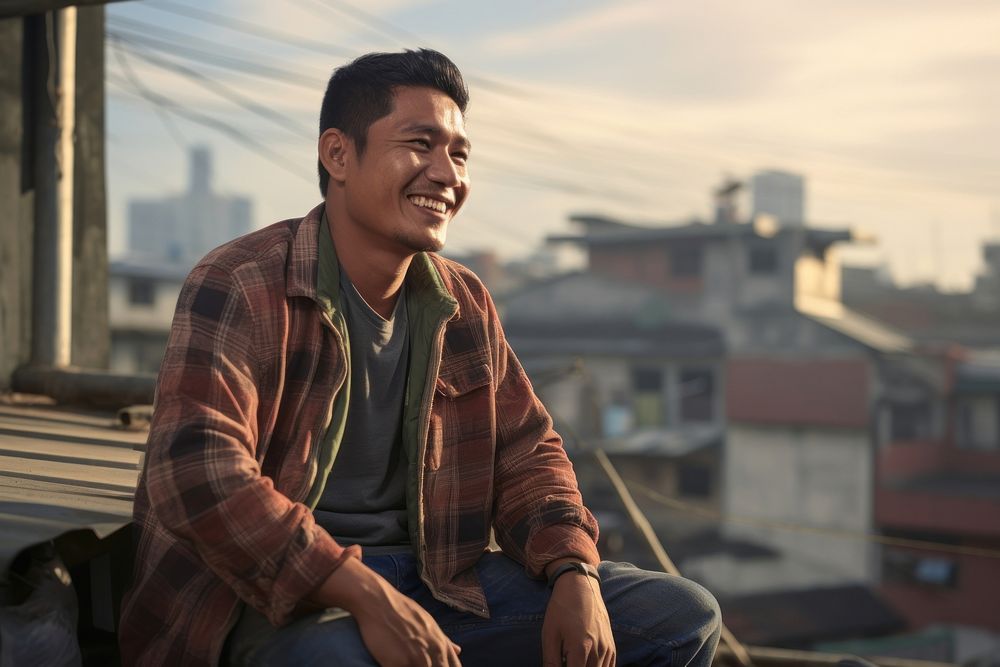 Indonesian portrait smiling sitting.
