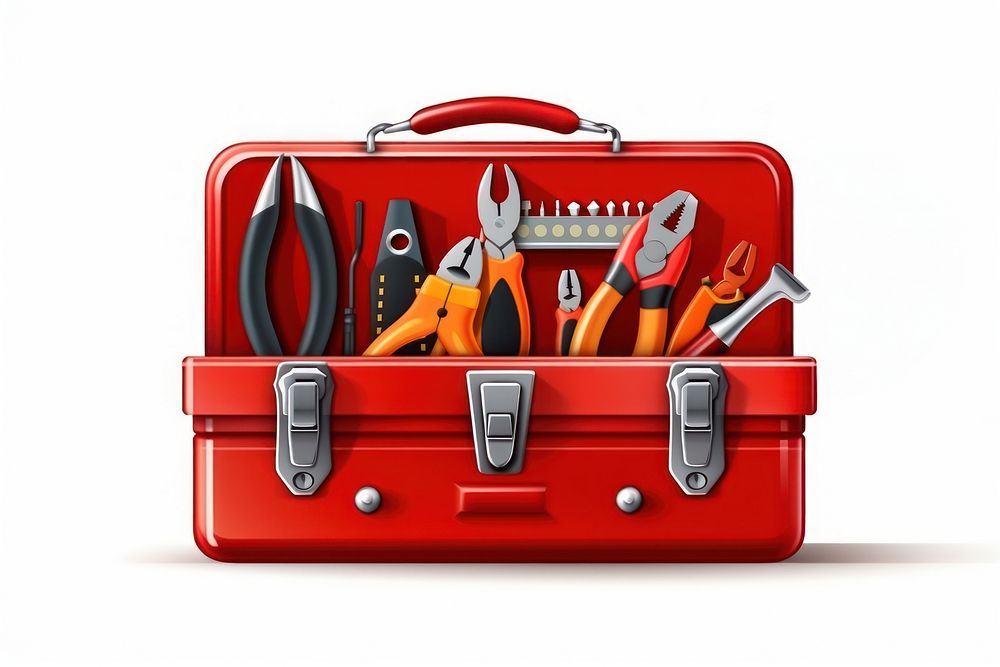 Toolbox metal red technology.