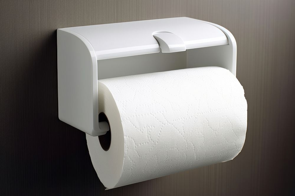 White toilet roll holder with tissue paper letterbox bathroom. AI generated Image by rawpixel.