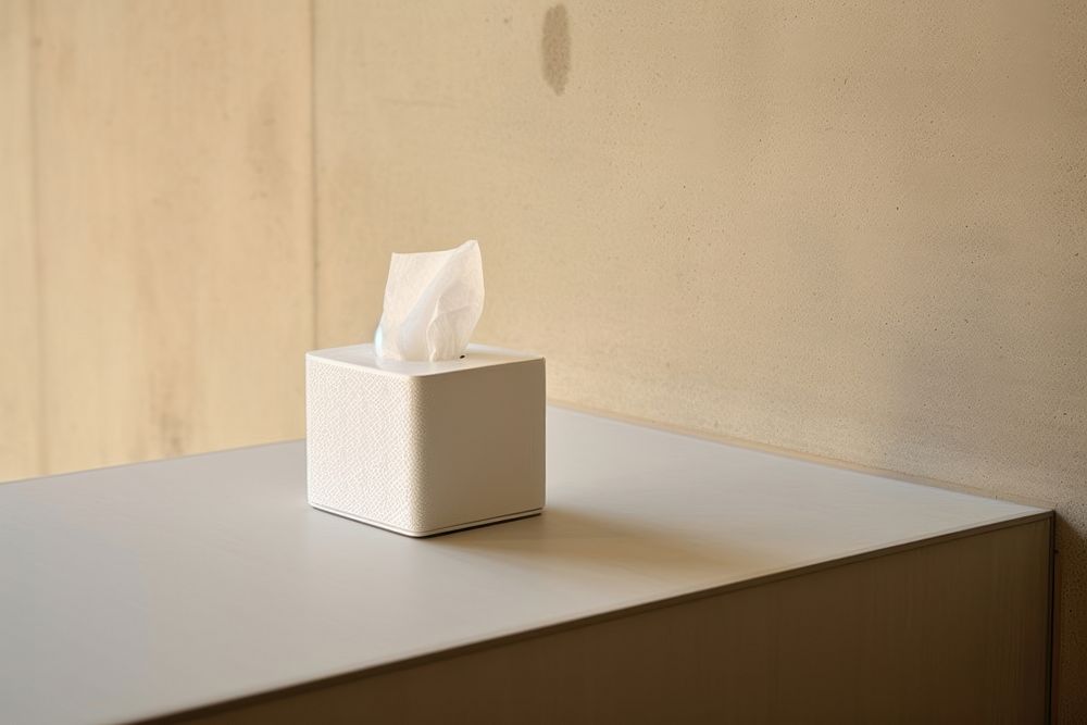 White tissue box with a tin box in bathroom paper lighting origami. AI generated Image by rawpixel.