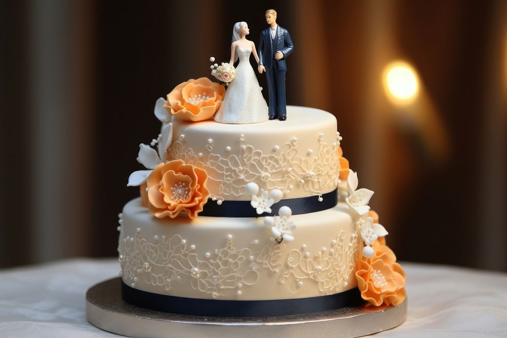 Wedding cake dessert cream bride.