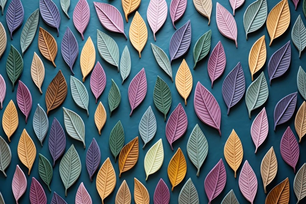 Various colour tree leaves bas relief pattern art outdoors plant.